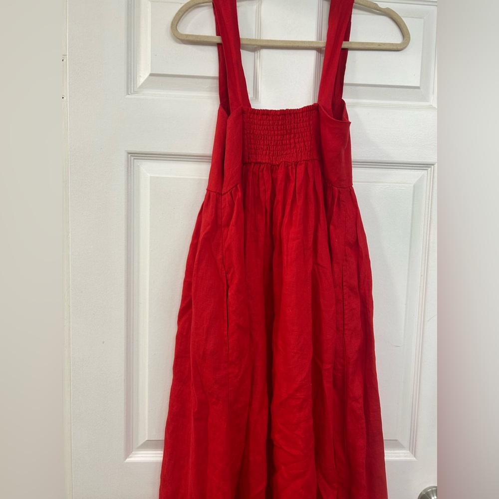 Jcrew red linen dress size 4